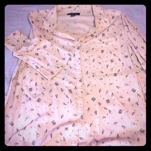 Fun multi print linen button down